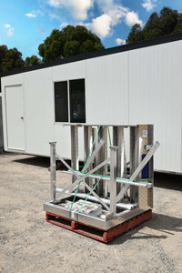 purpose-designed modular kit with minimal components, standardised fixings, and a lightweight design that packs down into itself.