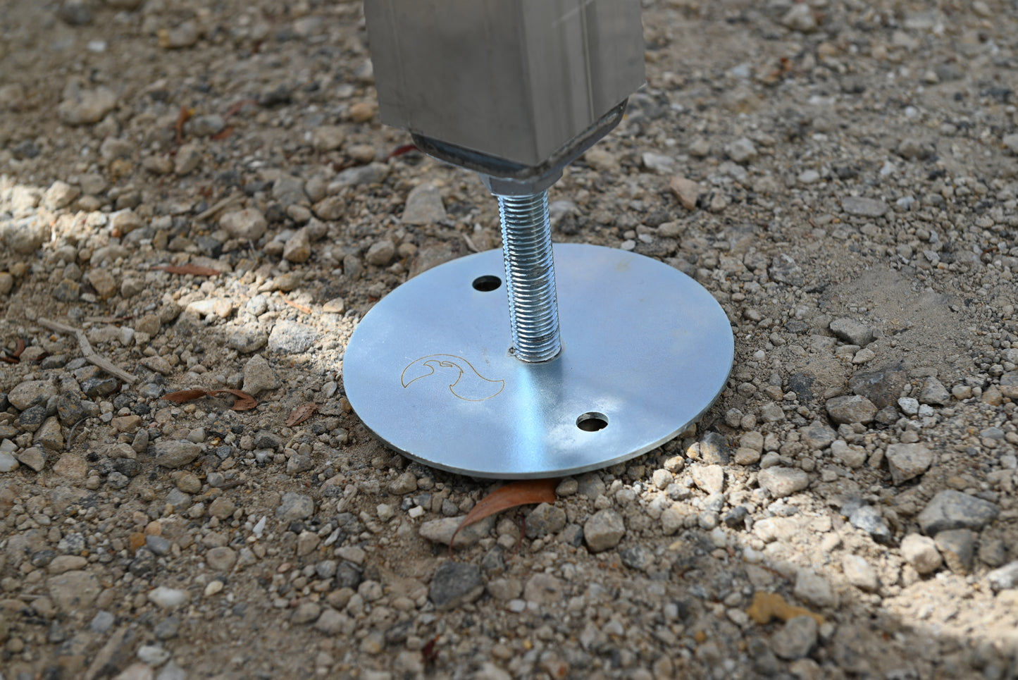 Close-up of the adjustable leg and Rapta brand mark on the Aluminium Access Stairs