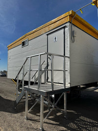 Rapta Aluminium Access Stairs installed at a portable building entrance on-site 