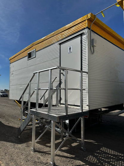 Rapta Aluminium Access Stairs installed at a portable building entrance on-site 