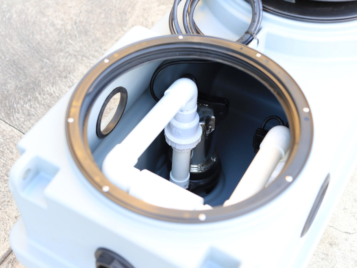 Internal pump chamber of the RAPTA MiniLift 300 showing the pump assembly and pipework.